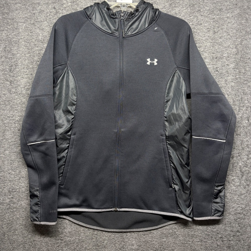 Under Armour Womens ColdGear Hybrid Full Zip Hoodie Jacket Black Medium Swacket